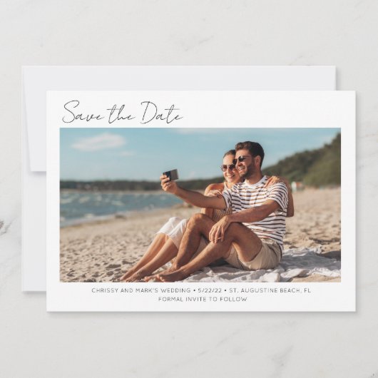 フロリシンプルダビーチ結婚式写真の保存日付 セーブザデート (正面)