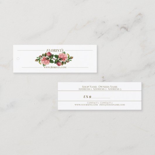 フロリスタ – 価格ラベル、名刺 スキニー名刺 (正面/裏面)