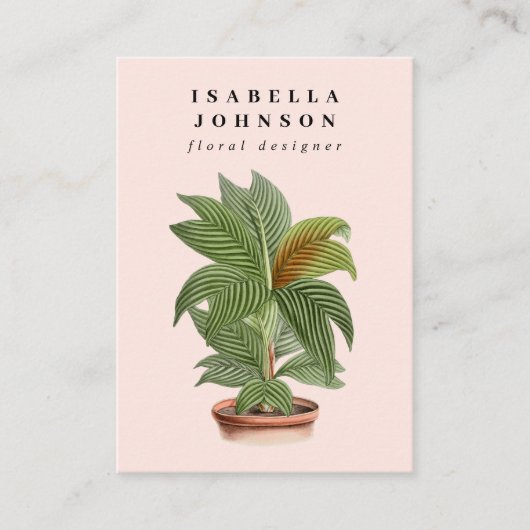 フロリストモダンロゴピンクQRコードソーシャルメディア 名刺 (正面)