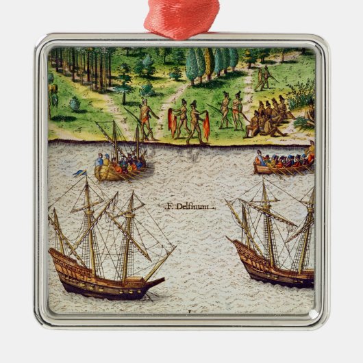 フロリダおよびイルカの川の岬 メタルオーナメント (正面)