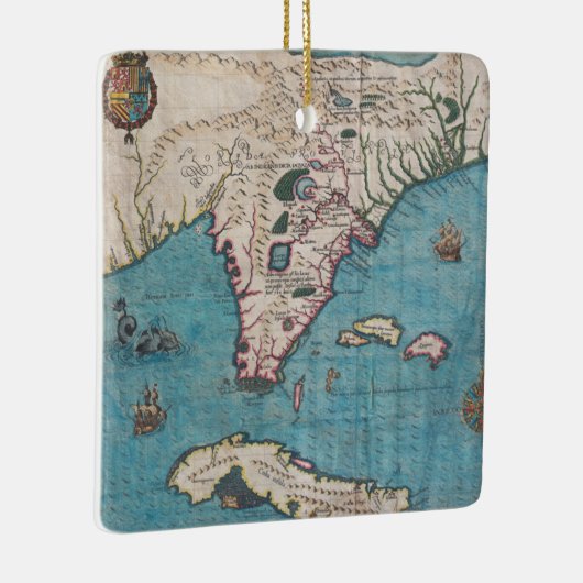 フロリダおよびキューバの旧式な地図 セラミックオーナメント (右)