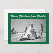 フロリダからのクリスマスヴィンテージビーチ雪だるま写真 ポストカード (正面/裏面)