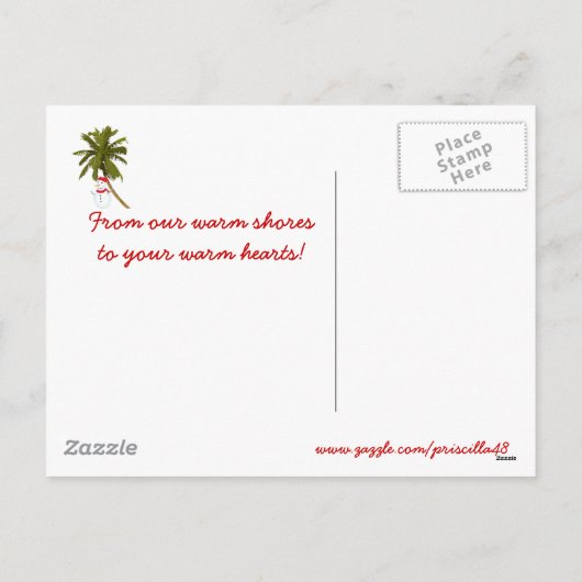 フロリダからのシーズンの挨拶雪だるまヤシの木 シーズンポストカード (裏面)