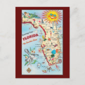 フロリダからの挨拶ヴィンテージの地図， ポストカード (正面)