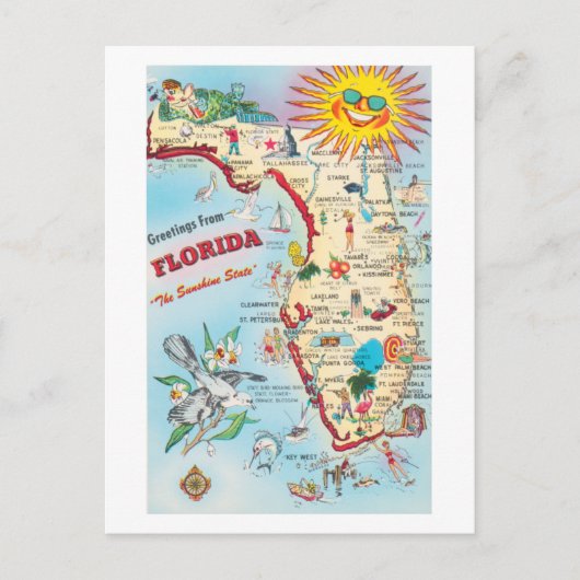 フロリダからの挨拶ヴィンテージはがき ポストカード (正面)
