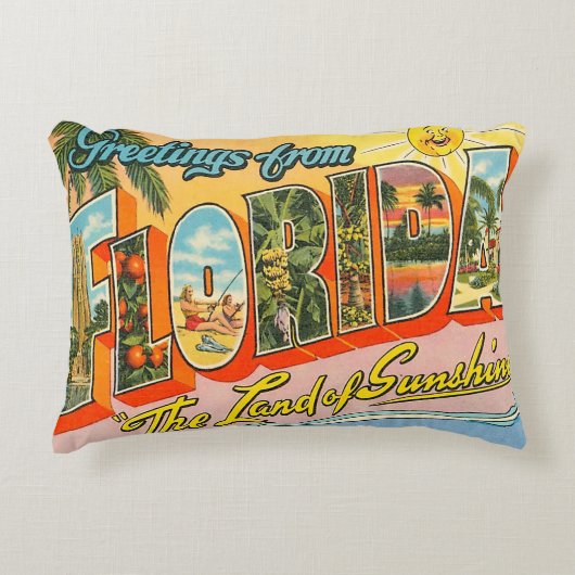 フロリダからの挨拶ヴィンテージスタイル アクセントクッション (正面)