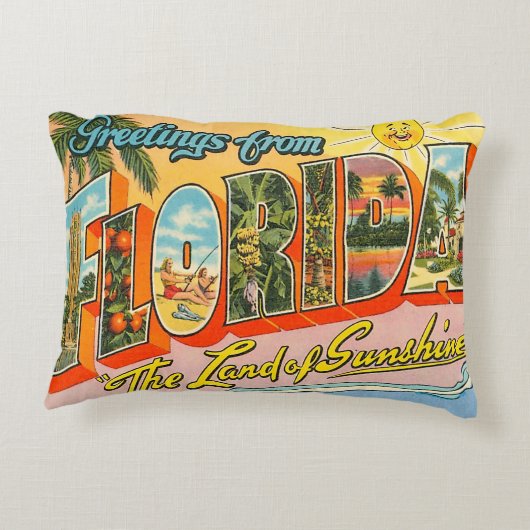 フロリダからの挨拶ヴィンテージスタイル アクセントクッション (裏面)