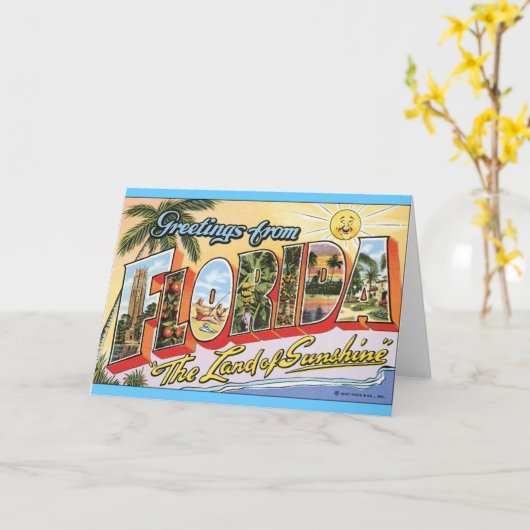 フロリダからの挨拶-ヴィンテージ旅行 カード (黄色い花)