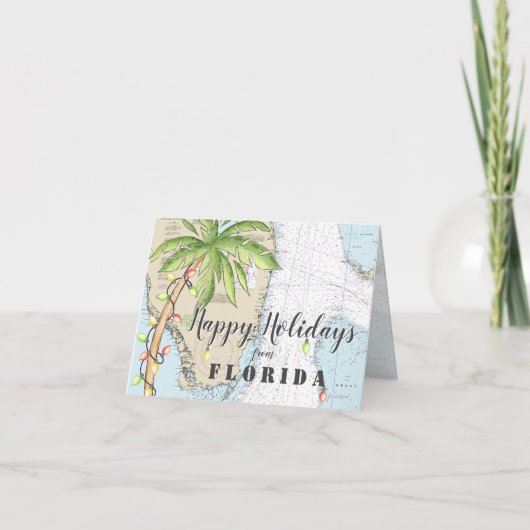 フロリダからの nautical トロピカル ハッピー ホリデー シーズンカード (正面)