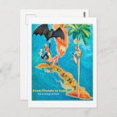 フロリダからキューバ、ヴィンテージおもしろいイラストレーション ポストカード (正面/裏面)