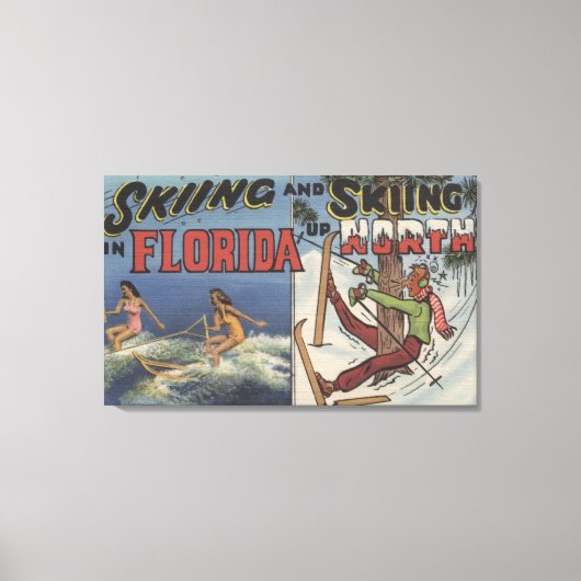 フロリダでのウォータースキーvs.ノーススキー キャンバスプリント (正面)