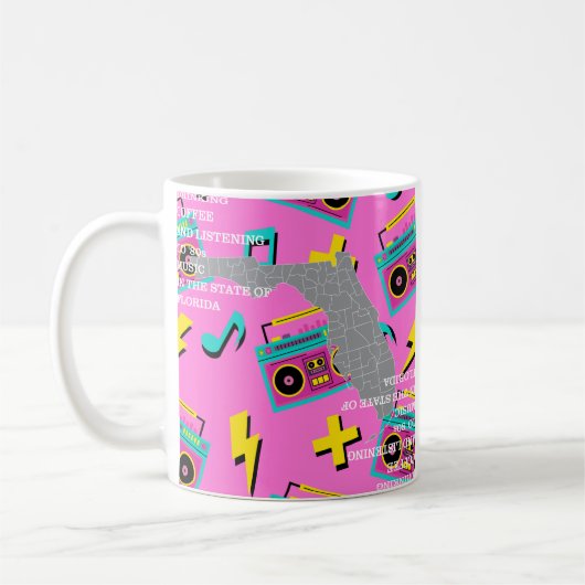 フロリダでコーヒーと80年代の音楽 コーヒーマグカップ (左)
