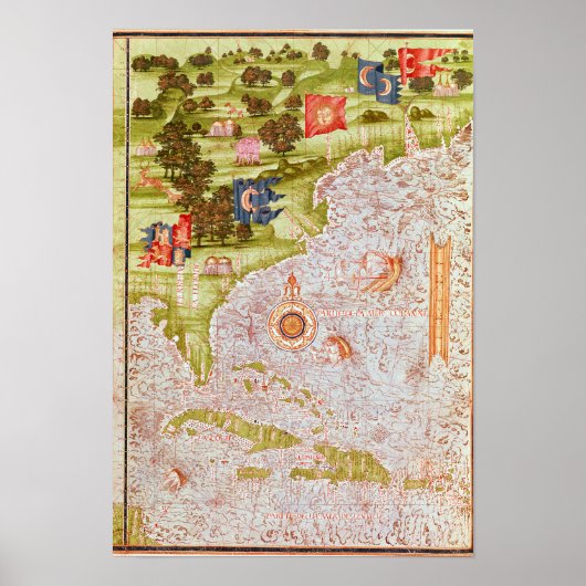 フロリダとアンティルの地図 ポスター (正面)