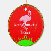 フロリダとサンタフラミンゴからのメリークリスマス セラミックオーナメント (左)