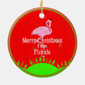 フロリダとサンタフラミンゴからのメリークリスマス セラミックオーナメント (裏面)