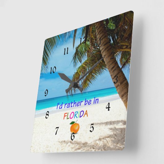 フロリダにいたい スクエア壁時計 (傾斜)