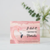 フロリダに移動したピンクのフラミンゴの水彩雲 案内ポストカード (スタンド正面)