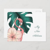 フロリダに移動するピンクのフラミンゴモンステラの葉 案内ポストカード (正面/裏面)