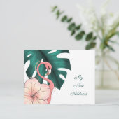 フロリダに移動するピンクのフラミンゴモンステラの葉 案内ポストカード (スタンド正面)