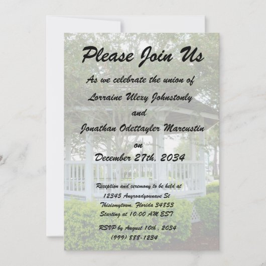 フロリダに突き刺さるガゼボの裏砦 招待状 (正面)