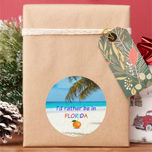 フロリダに行きたい ラウンドシール (クリスマス)