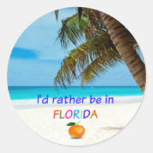 フロリダに行って、ヤシの木やオレンジを食べたい ラウンドシール (正面)