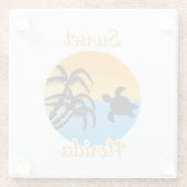 フロリダのかわいい夕日 ガラスコースター (裏面)