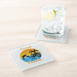 フロリダのかわいい夕日 ガラスコースター