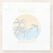 フロリダのかわいい夕日 ガラスコースター (裏面)