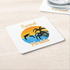 フロリダのかわいい夕日 スクエアペーパーコースター
