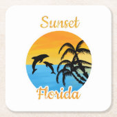フロリダのかわいい夕日 スクエアペーパーコースター (正面)