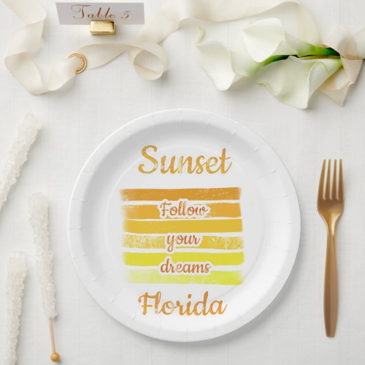 フロリダのかわいい夕日 ペーパープレート (ウェディング)