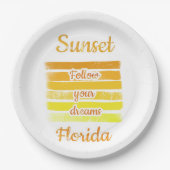 フロリダのかわいい夕日 ペーパープレート (正面)