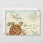 フロリダのアカウミガメ モダン コースト オーシャン ビーチ セーブザデート (裏面)