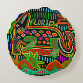 フロリダのアリゲーター - ハリケーンのクリッター ラウンドクッション (裏面)
