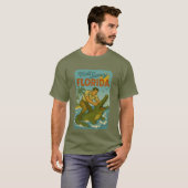 フロリダのアリゲーター・レスリング | 面白いレトロな海岸 Tシャツ (正面フル)