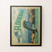 フロリダのイルカのヴィンテージ旅行への歓迎 ジグソーパズル (縦)