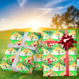 フロリダのクリスマスオジーでゴルフをするサンタクロース ラッピングペーパー