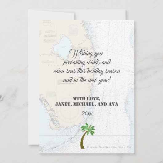 フロリダのクリスマストロピカルホリデー シーズンカード (裏面)