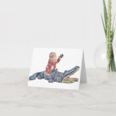 フロリダのクリスマスSanta Clausアリゲーターに乗る シーズンカード (正面)