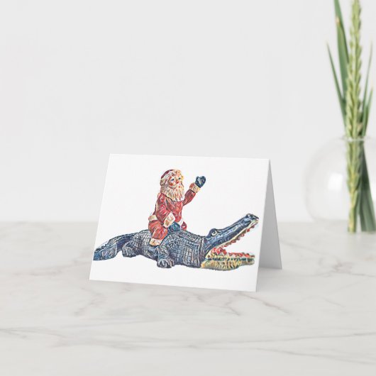 フロリダのクリスマスSanta Clausアリゲーターに乗る シーズンカード (正面)