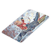 フロリダのクリスマスSanta Clausアリゲーターに乗る マグネット (左側)