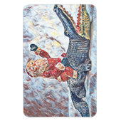 フロリダのクリスマスSanta Clausアリゲーターに乗る マグネット (縦)