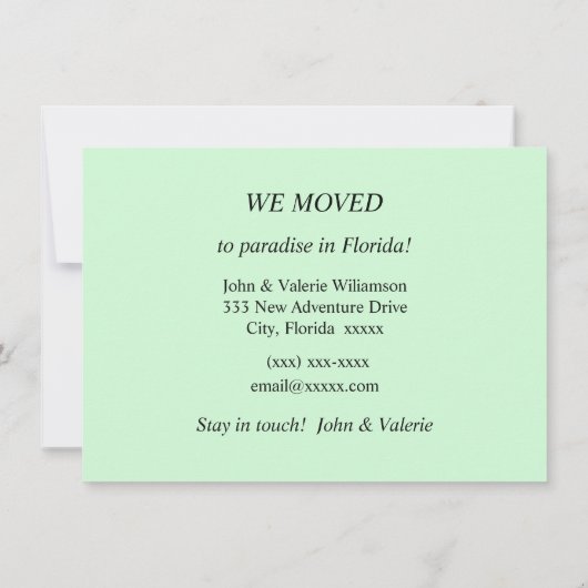 フロリダのグリーティングムービングアナウンス (裏面)