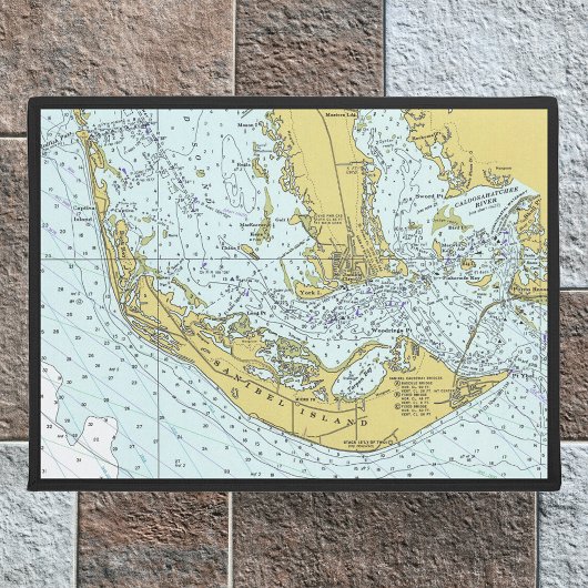 フロリダのサニベル島のヴィンテージ地図 ドアマット