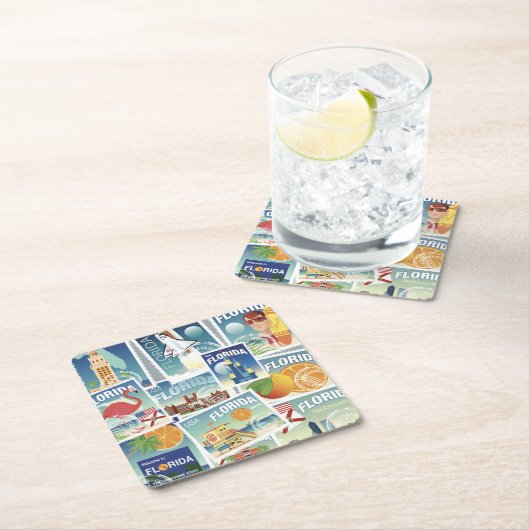 フロリダのスタンプ スクエアペーパーコースター (インサイチュ)