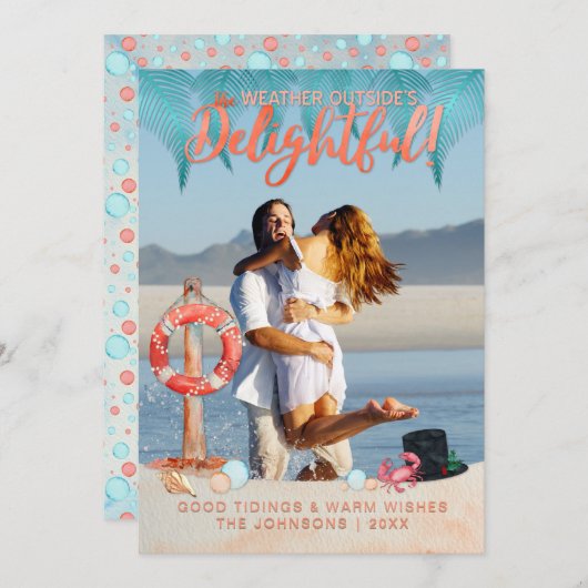 フロリダのトロピカルホリデーズクリスマス写真 シーズンカード (正面/裏面)