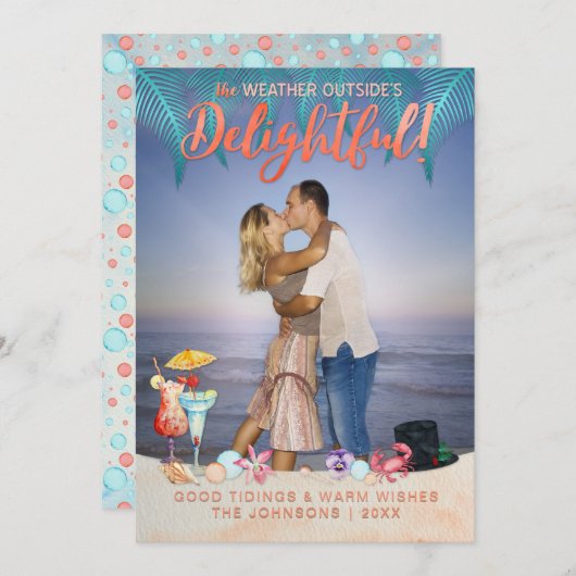 フロリダのトロピカルホリデーズクリスマス写真 シーズンカード (正面/裏面)