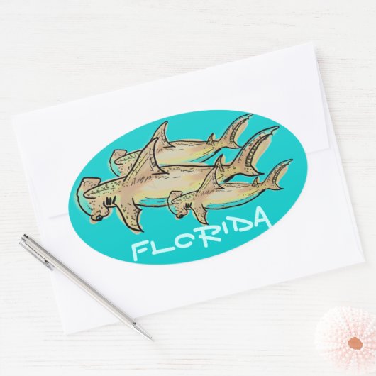 フロリダのハンマーヘッドシャーク 楕円形シール (封筒)