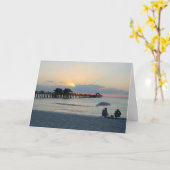 フロリダのビーチの日没のバースデー・カードwの聖書Verse2 カード (黄色い花)